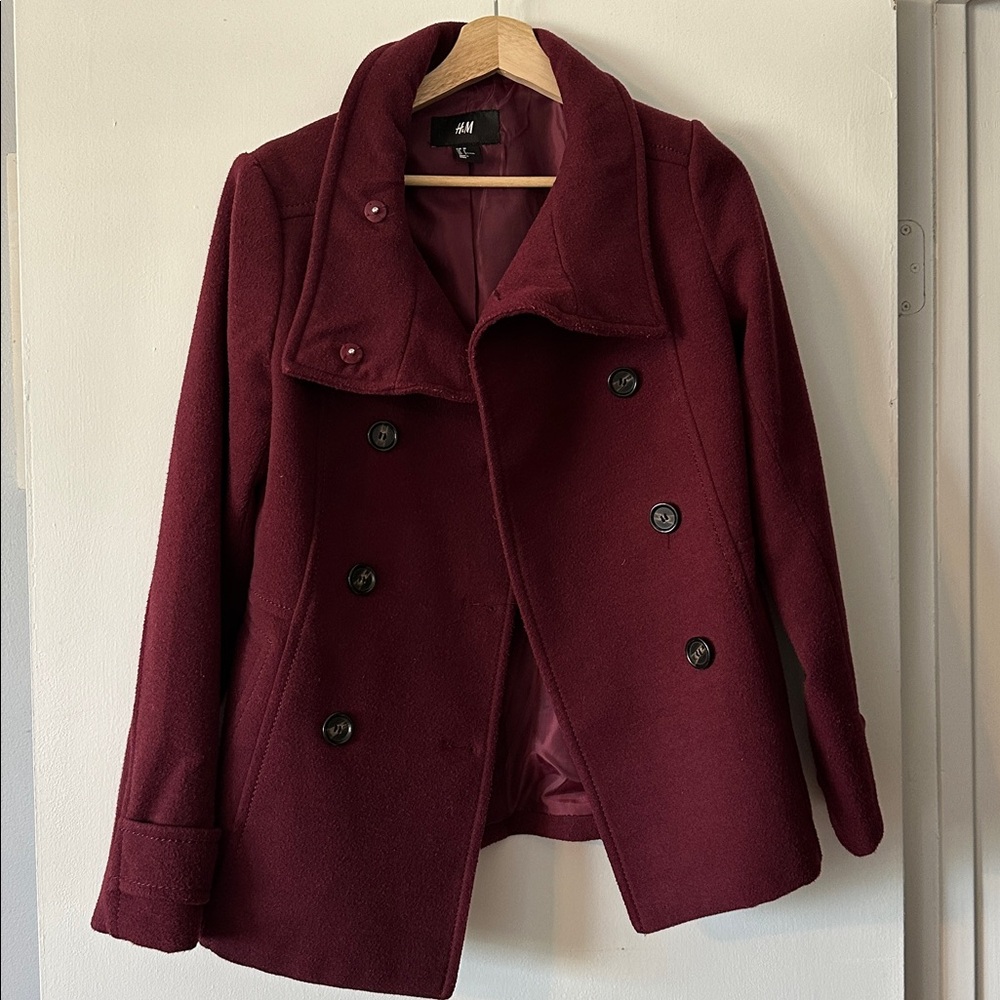 H&M Deep Red Pea Coat
